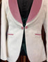 White and Rose Gold Tuxedo Suit - Wedding Groom Vested Suit